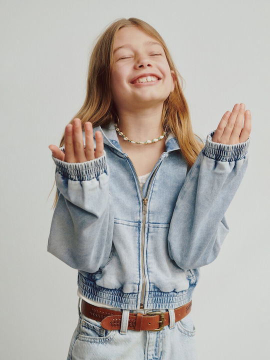 Kids Hooded Sweatshirt Cardigan Light Wash