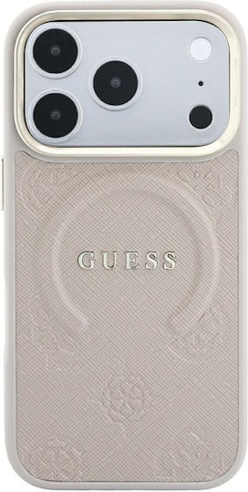 Case Guess Saffiano Peony & Ring Magsafe Iphone 18 Pro 17 Pro Pink