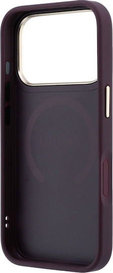 Case Guess Saffiano Peony & Ring Magsafe iPhone 18 Pro 17 Pro Бордо