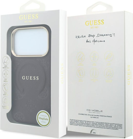 Case Guess Saffiano Peony & Ring Magsafe iPhone 18 Pro 17 Pro Бордо