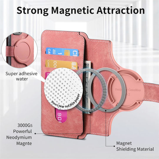 Caseneo Realme 16 Pro Plus 5g Θήκη Retro Leather Πορτοφόλι Pink