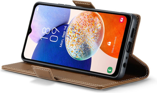 Caseme 023 Samsung Galaxy A14 4g/5g Rfid Wallet Leather Case Brown