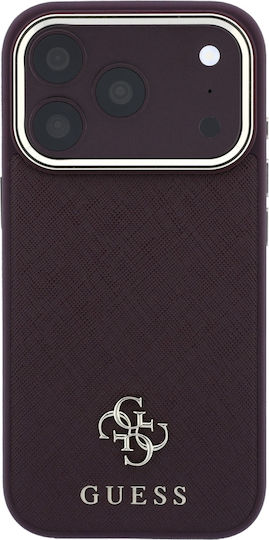 Калъф Guess Saffiano Small 4g & Classic Logo Magsafe Iphone 18 Pro 17 Pro Бордо