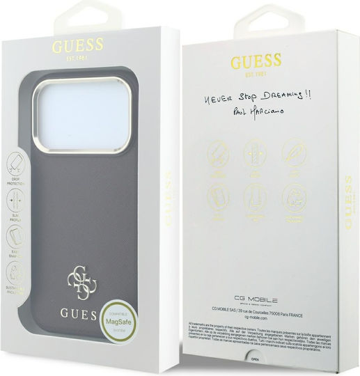 Калъф Guess Saffiano Small 4g & Classic Logo Magsafe Iphone 18 Pro 17 Pro Бордо