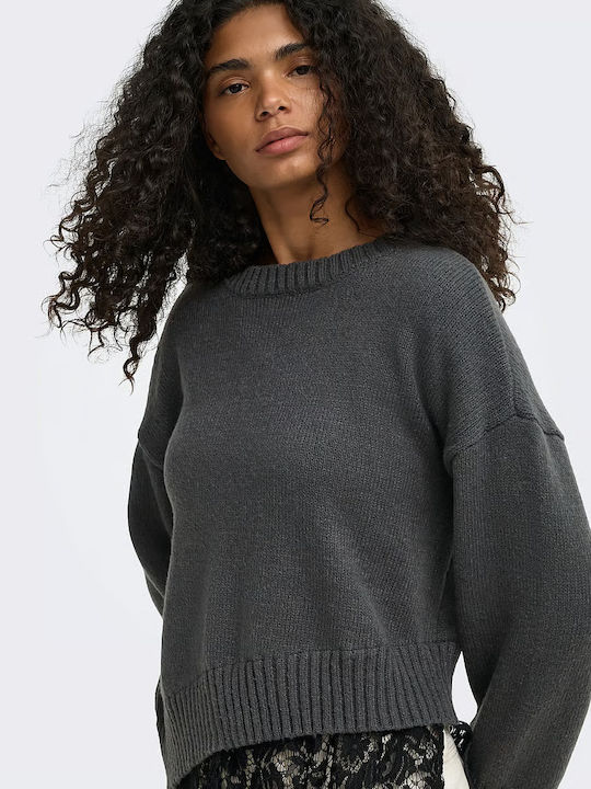 Damen Langärmeliges Pullover Dunkelgrau