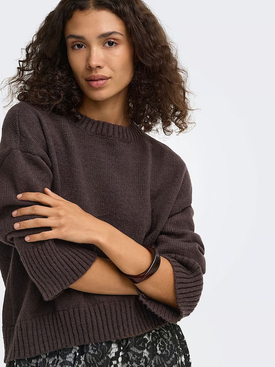 Damen Langärmeliges Brauner Pullover