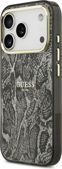Guess Python Pattern Magsafe Калъф за iPhone 18 Pro 17 Pro Черен
