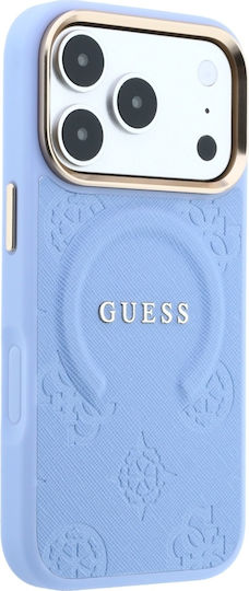 Case Guess Saffiano Peony & Ring Magsafe Iphone 18 Pro 17 Pro Light Blue