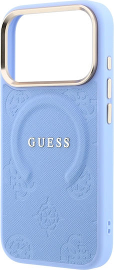 Case Guess Saffiano Peony & Ring Magsafe Iphone 18 Pro 17 Pro Light Blue