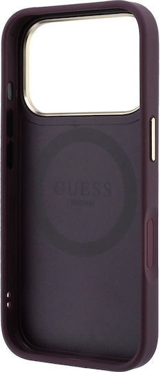 Калъф Guess Stripe Peony 4g Logo Magsafe iPhone 18 Pro 17 Pro Бордо