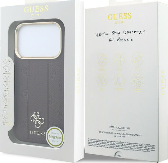 Калъф Guess Stripe Peony 4g Logo Magsafe iPhone 18 Pro 17 Pro Бордо