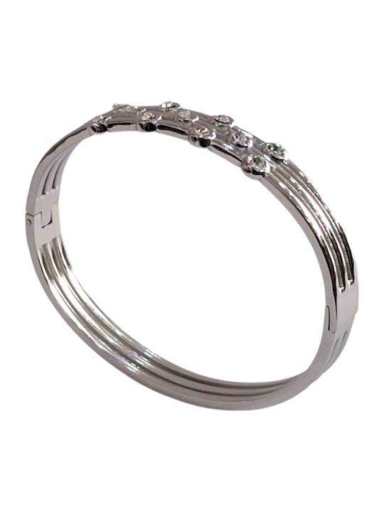 Kalliopi Silver Γυναικείο Βραχιόλι Χειροπέδα από Ατσάλι