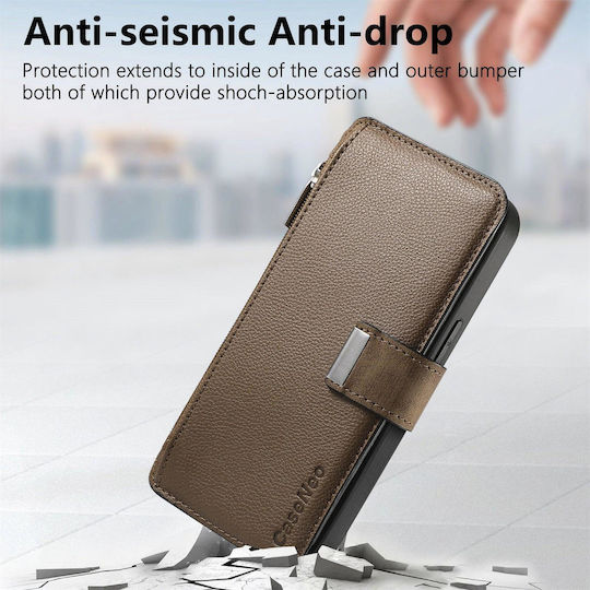 Caseneo Realme 16 Pro 5g Θήκη Premium Leather Πορτοφόλι Brown