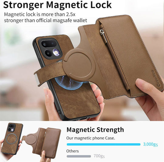 Caseneo Realme 16 Pro 5g Θήκη Premium Leather Πορτοφόλι Brown