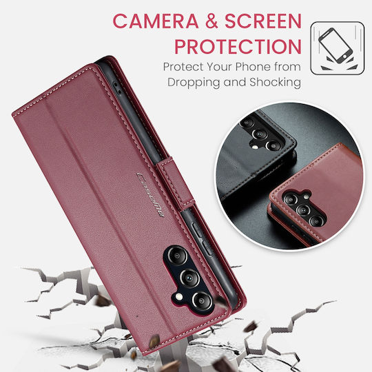Caseme 023 Samsung Galaxy A16 5G RFID Wallet Leather Case Red