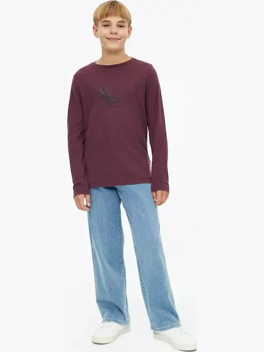 Kids Long-sleeved Burgundy Top
