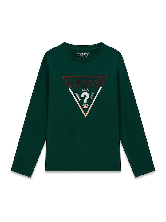 Guess Pulover Pentru Copii Cu Mâneci Lungi Verde