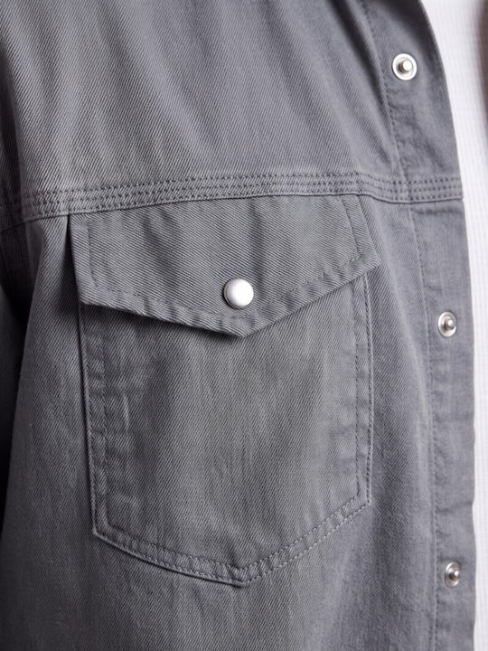 Langärmeliges Denim-Hemd Grau