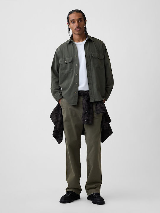 Long Sleeve Denim Shirt Tweed Green