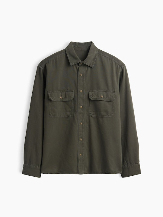 Long Sleeve Denim Shirt Tweed Green