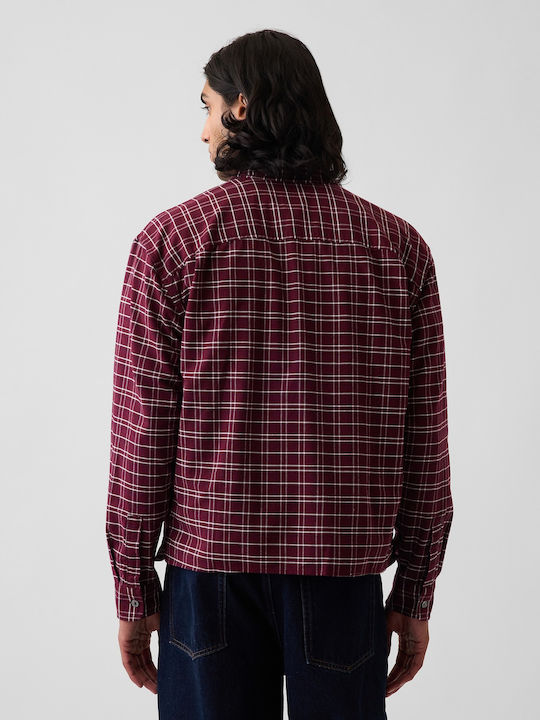 Long Sleeve Checked Purple Burgundy Plaid