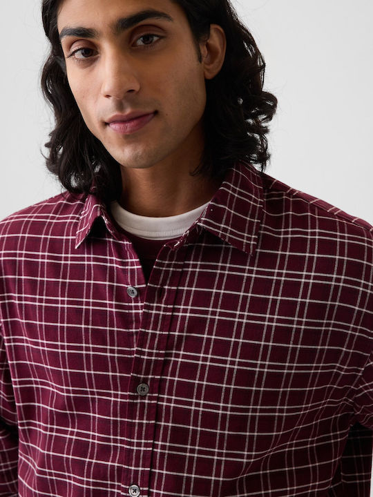 Long Sleeve Checked Purple Burgundy Plaid