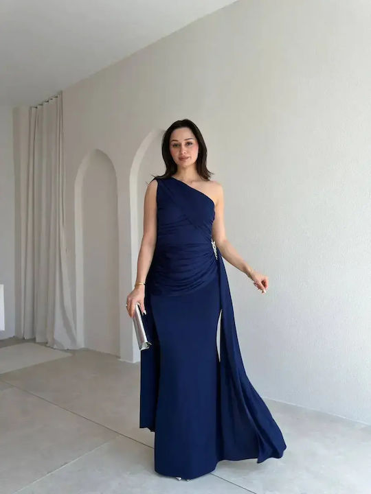 Summer Maxi Dress for Wedding Christening with Blue Tulle