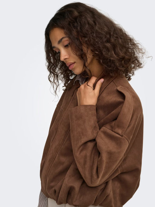 Damen Wildleder Bomber Jacke Tabac