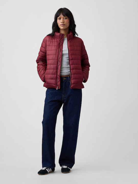 Women's Puffer Jacket Waterproof for Winter Burgundy