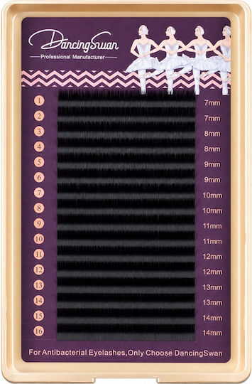 Dancingswan Extensii Gene Individuale Curbură M 0.10 Mm Mix 7–14 Mm 16 Rânduri