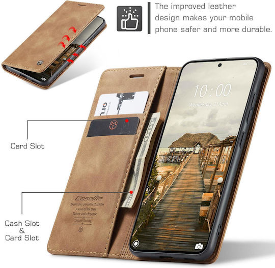 Caseme 013 Xiaomi 17t 5g Retro Leather Book Case Light Brown