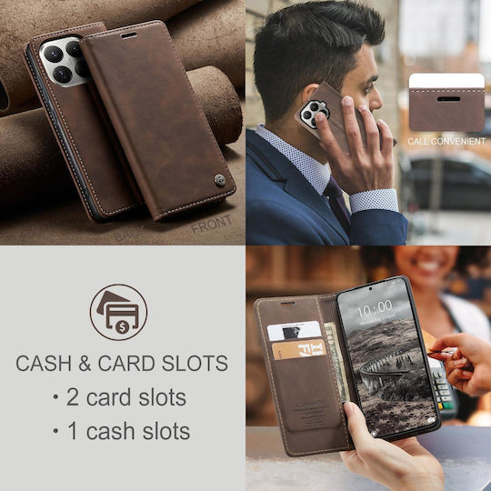 Caseme 013 Xiaomi 17t 5g Retro Leather Θήκη Βιβλίο Brown