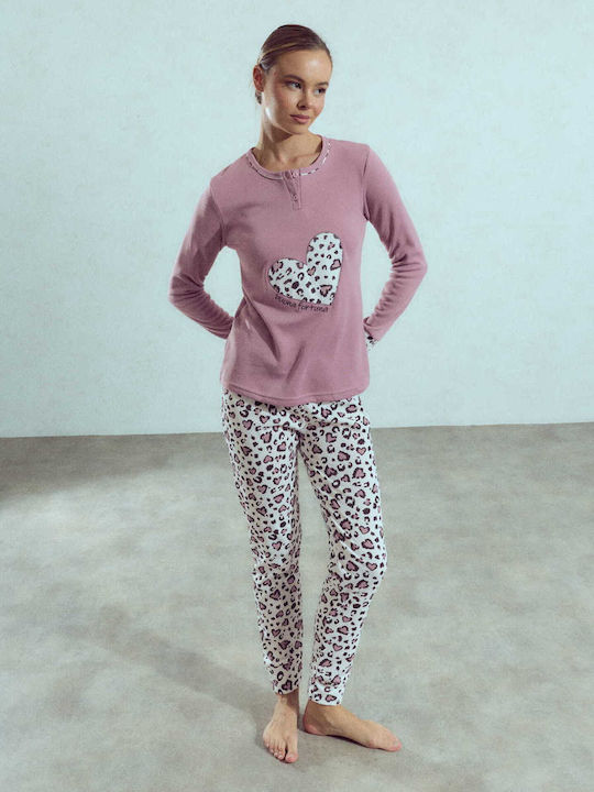 Celestino Set Pijamale Dama Inimă Violet