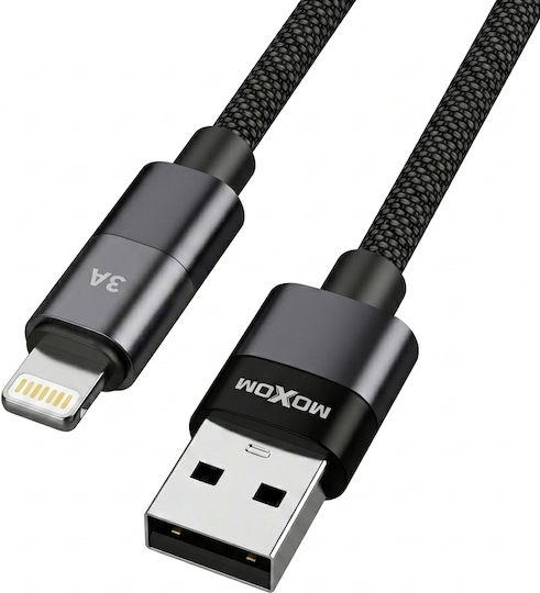 Moxom Braided USB-A to Lightning Cable Μαύρο 1m 022484-Black
