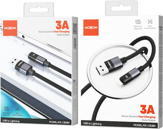 Moxom Braided USB-A to Lightning Cable Μαύρο 1m 022484-Black