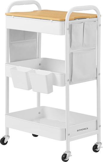 Songmics Troler de bucătărie metalic alb 31x44x74cm