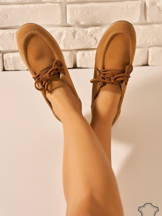 Oxfords pentru femei de catifea în Culoare Maro