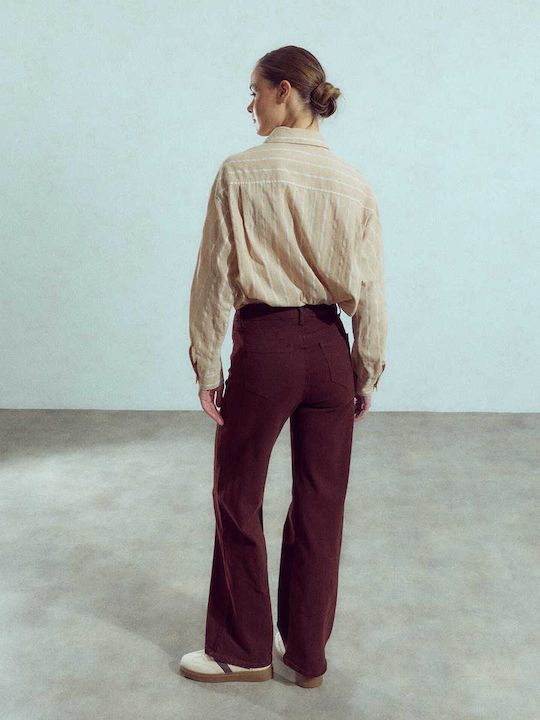 Celestino Damen Jeans Hosen Baumwolle Lose Passform Burgundisch