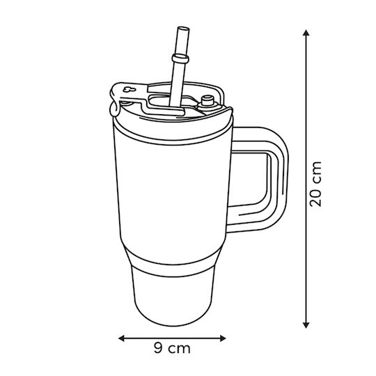 5Five Thermos Stainless Steel Bottle 600ml Black with Handle and Straw