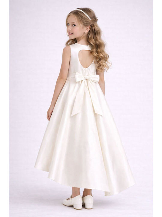 Girls Satin Dress Broken White