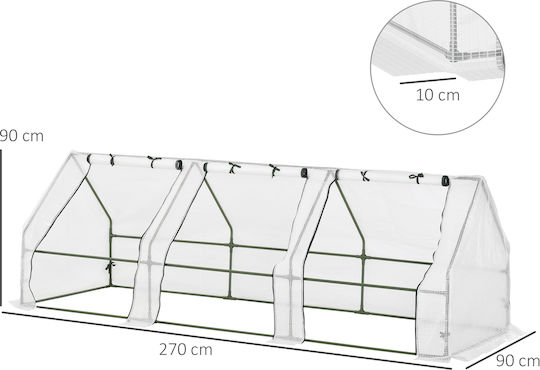 845-204V02 Gewächshaus Typ Haus mit Metallischem Rahmen 2.7x0.9x0.9m