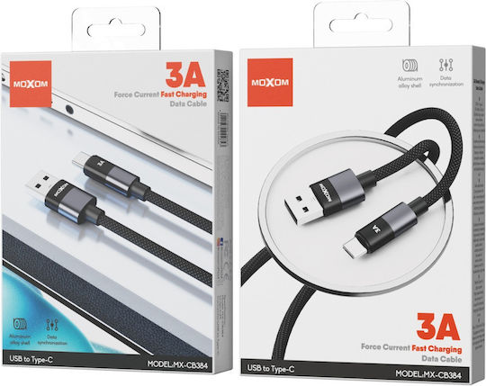 Moxom Geflochtenes USB Typ-C Kabel männlich - USB-A Schwarz 1m 022485-Schwarz