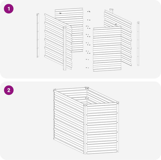 vidaXL Метална Саксия За Цветя Сребриста 100x40x55см