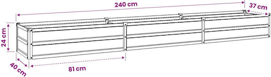 vidaXL Γλάστρα Μεταλλική Ασημί 240x40x24εκ.