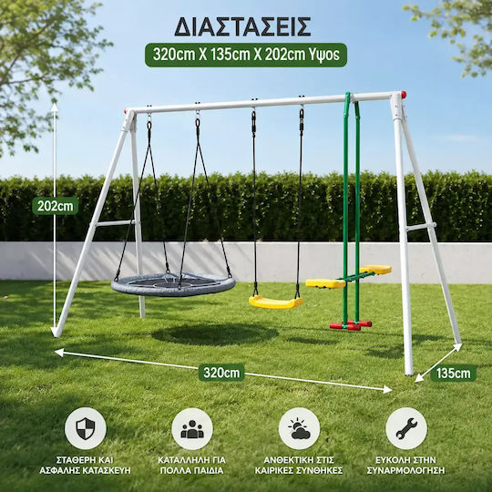 Kinder Schaukeln Garten Set 3 Plätze Nest & Schaukel Spielplatz