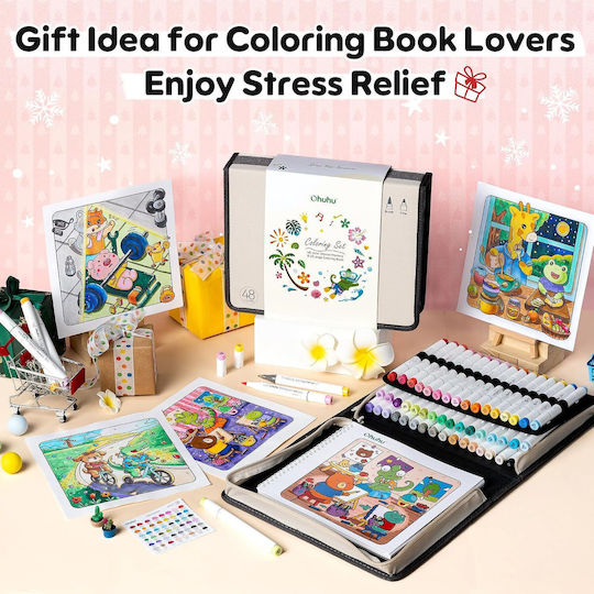 Ohuhu Alcohol Drawing Markers Brush Set 48 Colours