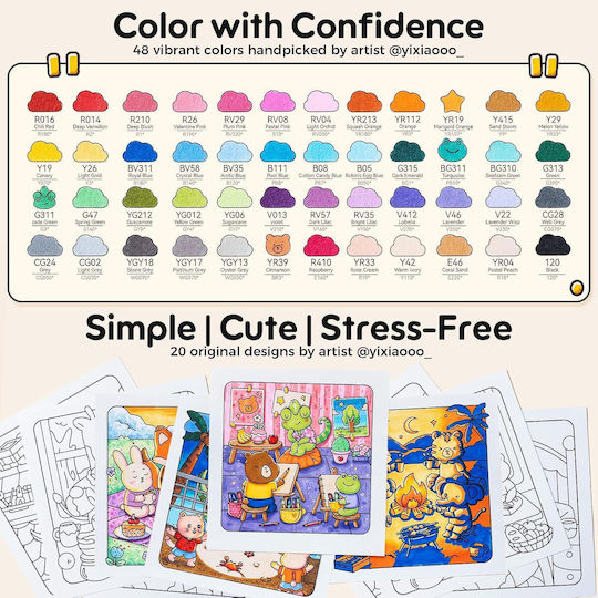 Ohuhu Alcohol Drawing Markers Brush Set 48 Colours