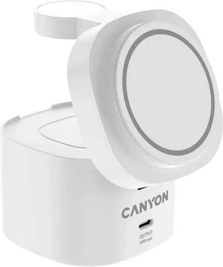 Canyon Kabelloses Handyladegerät (Qi Pad) 30W Stromlieferung Weiß
