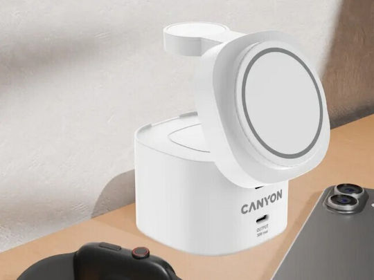 Canyon Kabelloses Handyladegerät (Qi Pad) 30W Stromlieferung Weiß