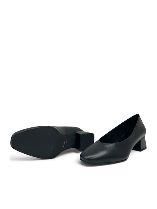 Leather Heels with Low Heel Black
